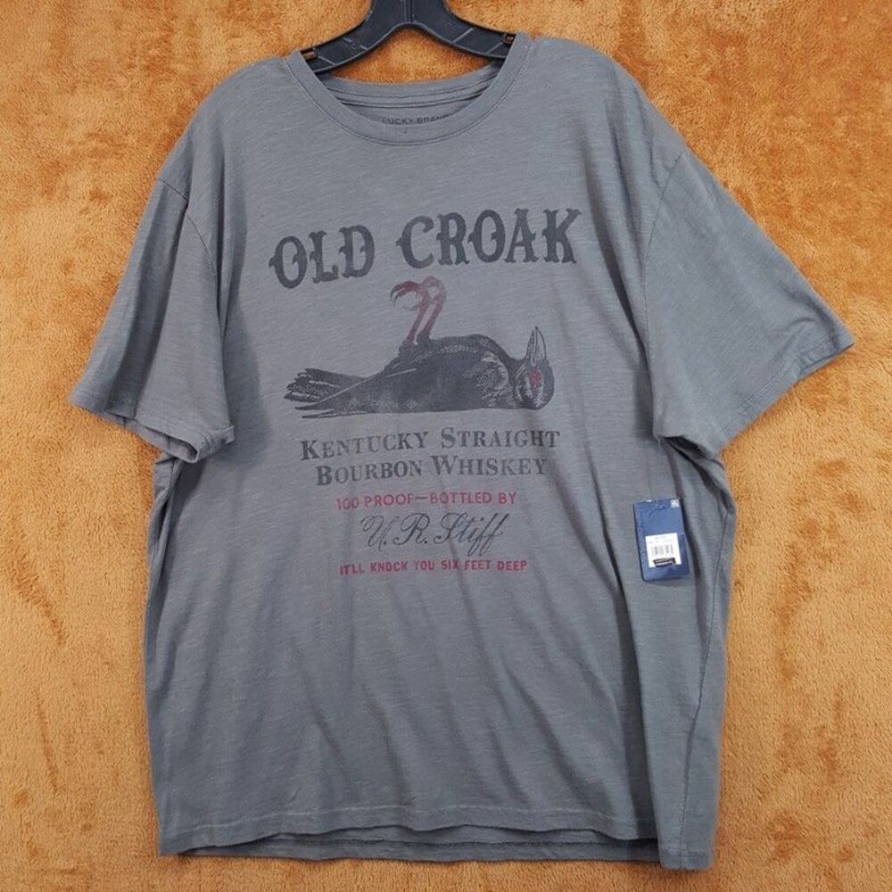 LUCKY BRAND Shirt Mens XL Grey Old Croak Kentucky Bourbon Whiskey Tee T-Shirt